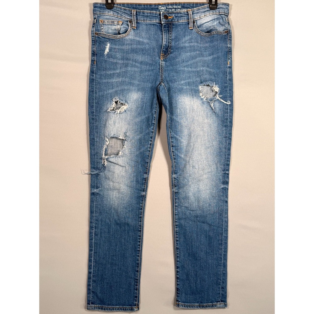 Gap Jeans Women's‎ 33x27 " Girlfriend Coupe Distressed Denim Medium Women Ripped